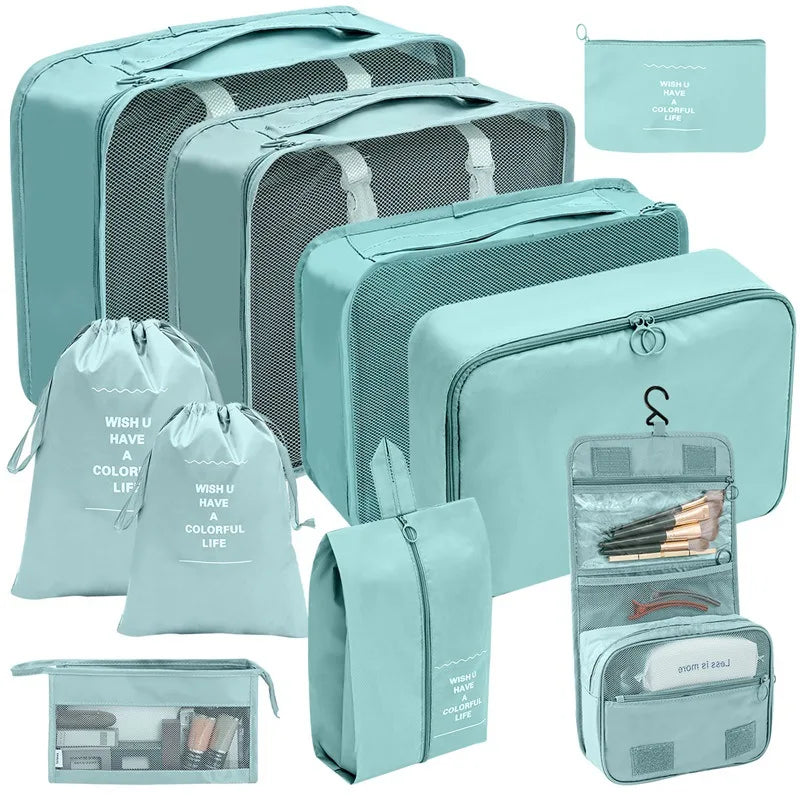 PackWunder Set d'Organisateurs de Voyage 7/8/9/10 pièces | Organisateurs de valise pliables | Pour vêtements, chaussures & accessoires