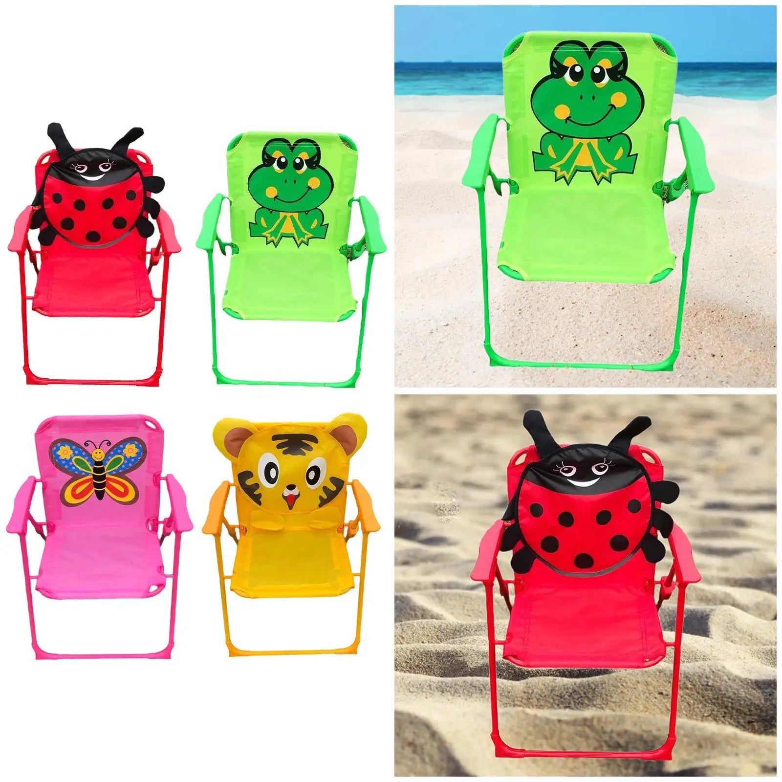 Chaise Enfant Pliable avec Imprimé Animaux - Légère et Idéale pour Activités de Plein Air