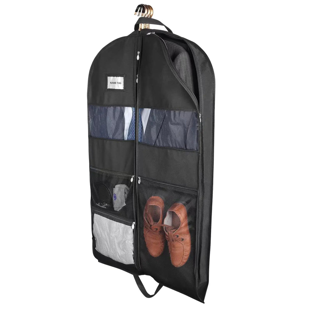 ReiseKleider Sac à vêtements pour voyages | Fermeture éclair double face & poches XXL | Respirant & Transparent | Organisateur de costume suspendu de 43 pouces