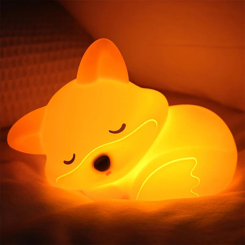 Veilleuse Fuchs en silicone | Rechargeable, dimmable & avec minuterie | Idée cadeau douce pour enfants & adultes