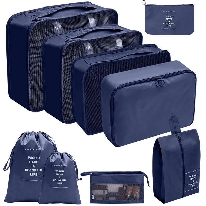 PackWunder Set d'Organisateurs de Voyage 7/8/9/10 pièces | Organisateurs de valise pliables | Pour vêtements, chaussures & accessoires