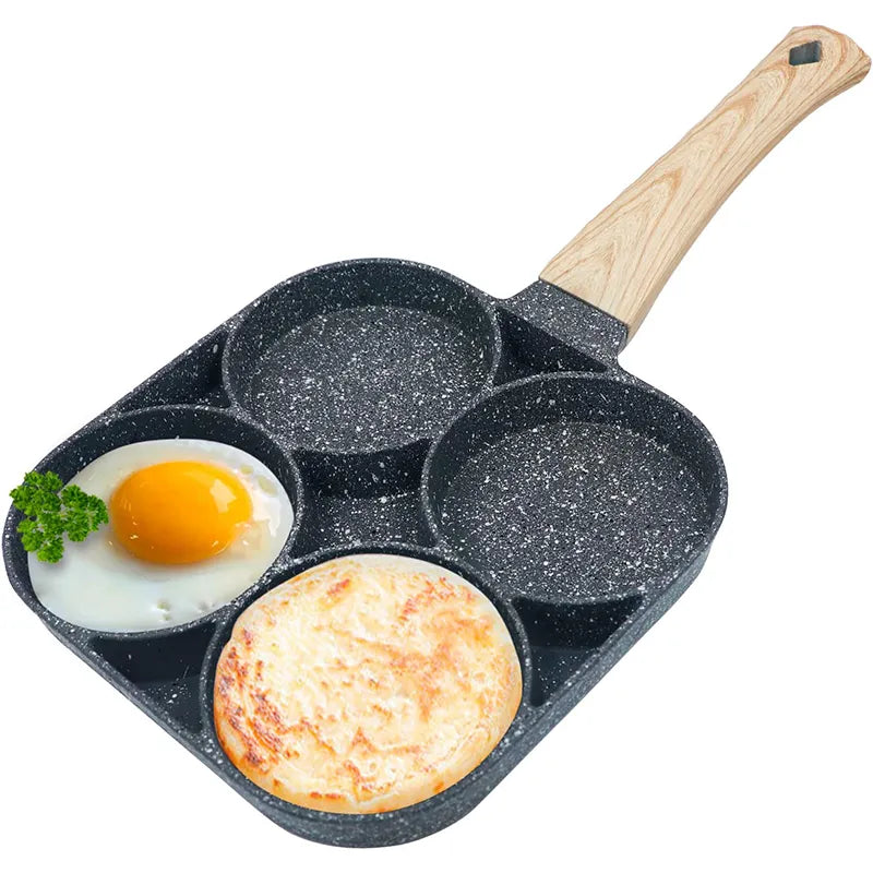 LMETJMA Poêle à œufs antiadhésive 4 tasses – Ustensile de cuisson pour crêpes, adapté aux cuisinières à gaz et à induction JT87