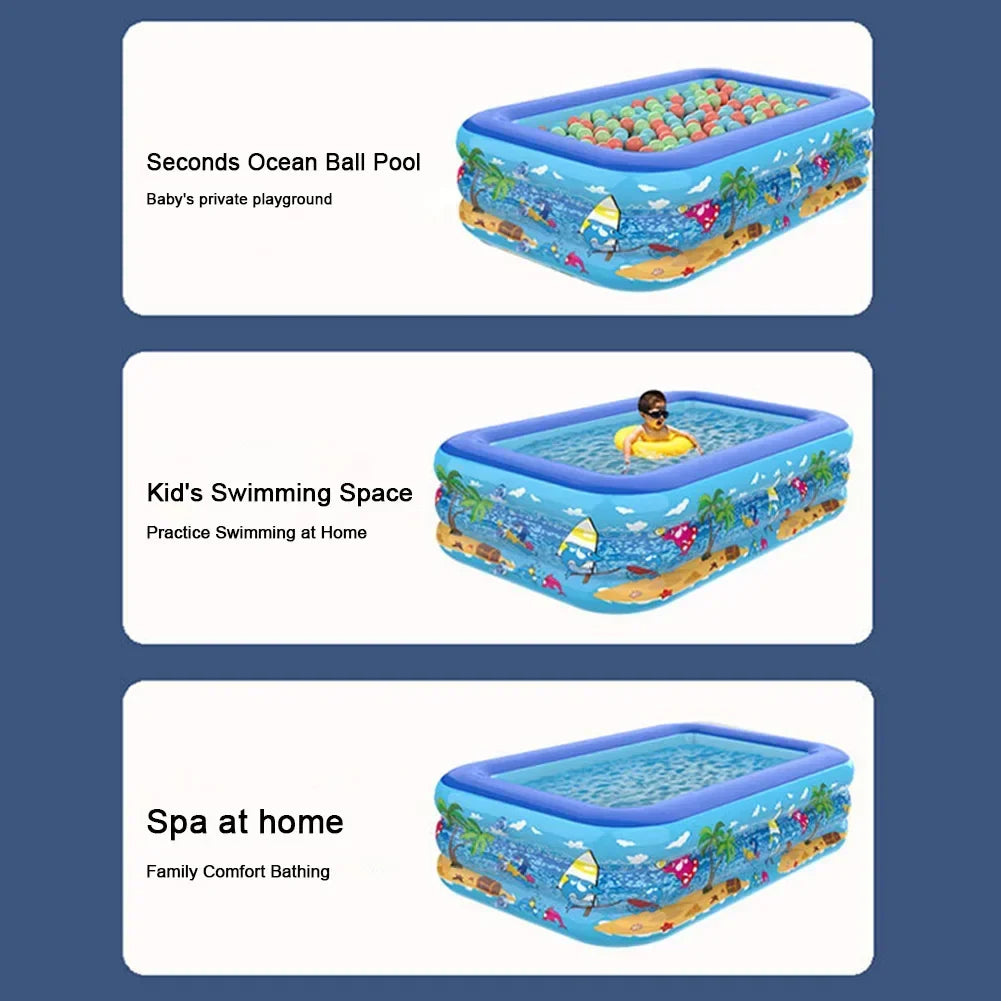 Luftolino Piscine Gonflable pour Enfants | 110–180 cm | PVC Extra Épais | Design Cartoon pour Jardin & Balcon