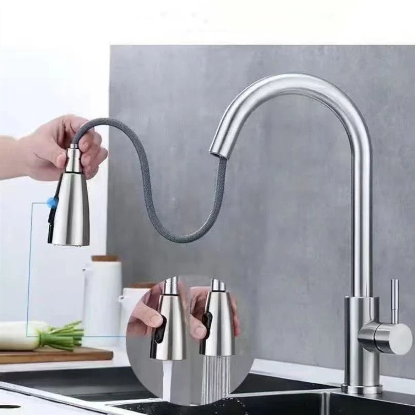 Robinet de cuisine extensible en acier inoxydable