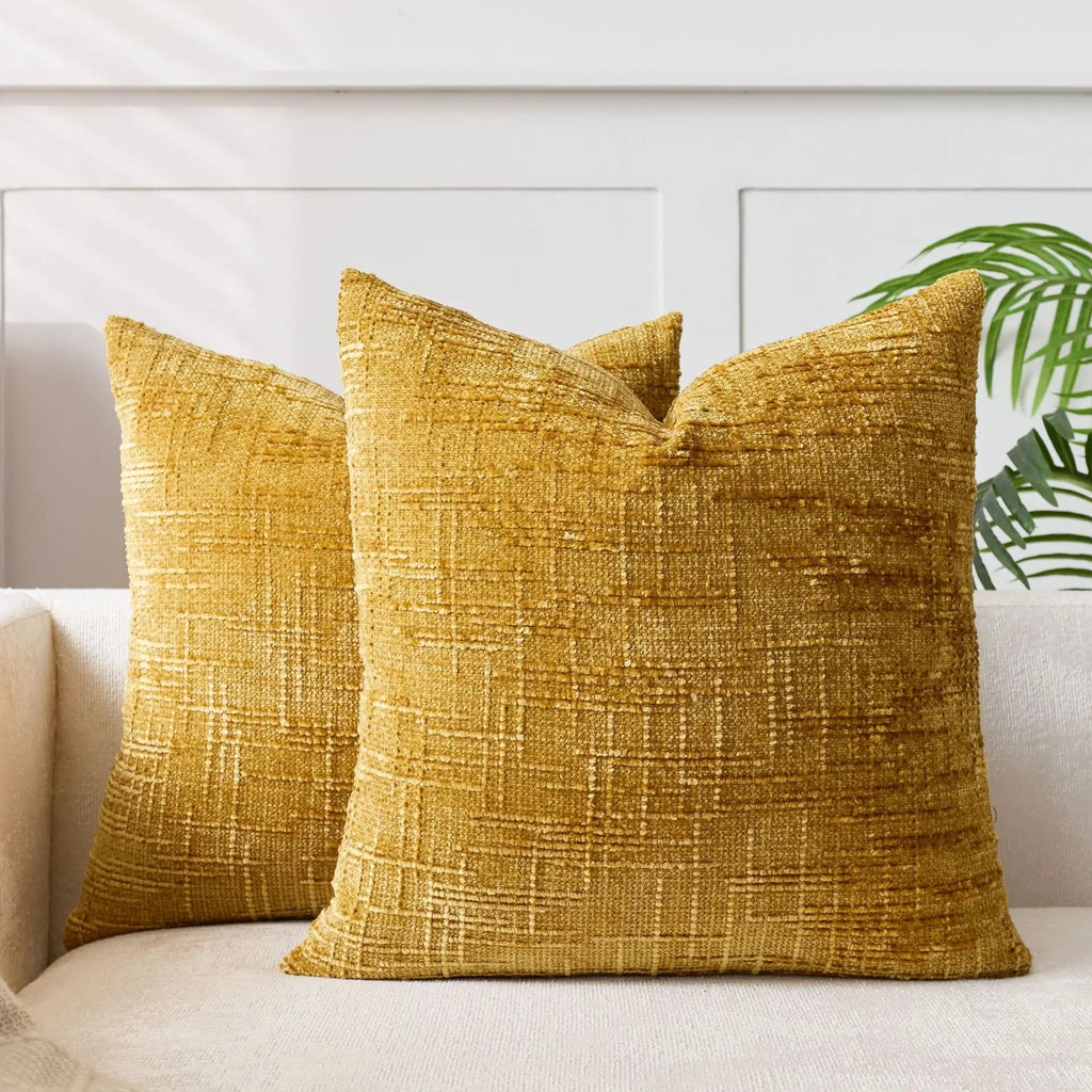 Housse de Coussin Chenille avec Structure en Bambou pour un Intérieur Luxueux et Chaleureux