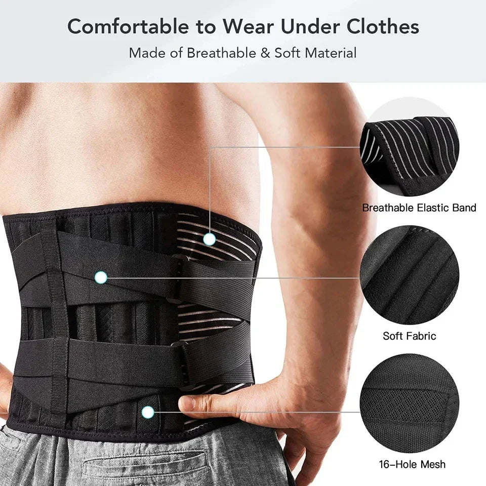Ceinture de soutien lombaire OrthoFlexa | Support lombaire 360° avec aluminium à mémoire et ressorts en acier | Respirant & Invisible sous les vêtements