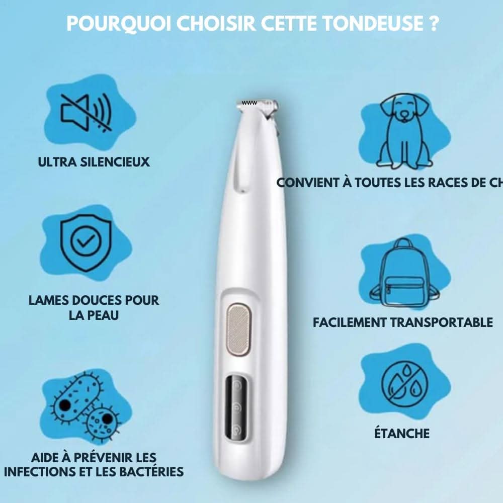 Skanto | SilentPet Trimmer – Tondeuse silencieuse pour zones sensibles chez le chien et le chat