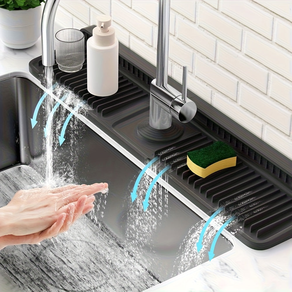 DRAINSAFE - Tapis de Lavabo en Silicone Flexible Découpable avec Système de Drainage Rapide
