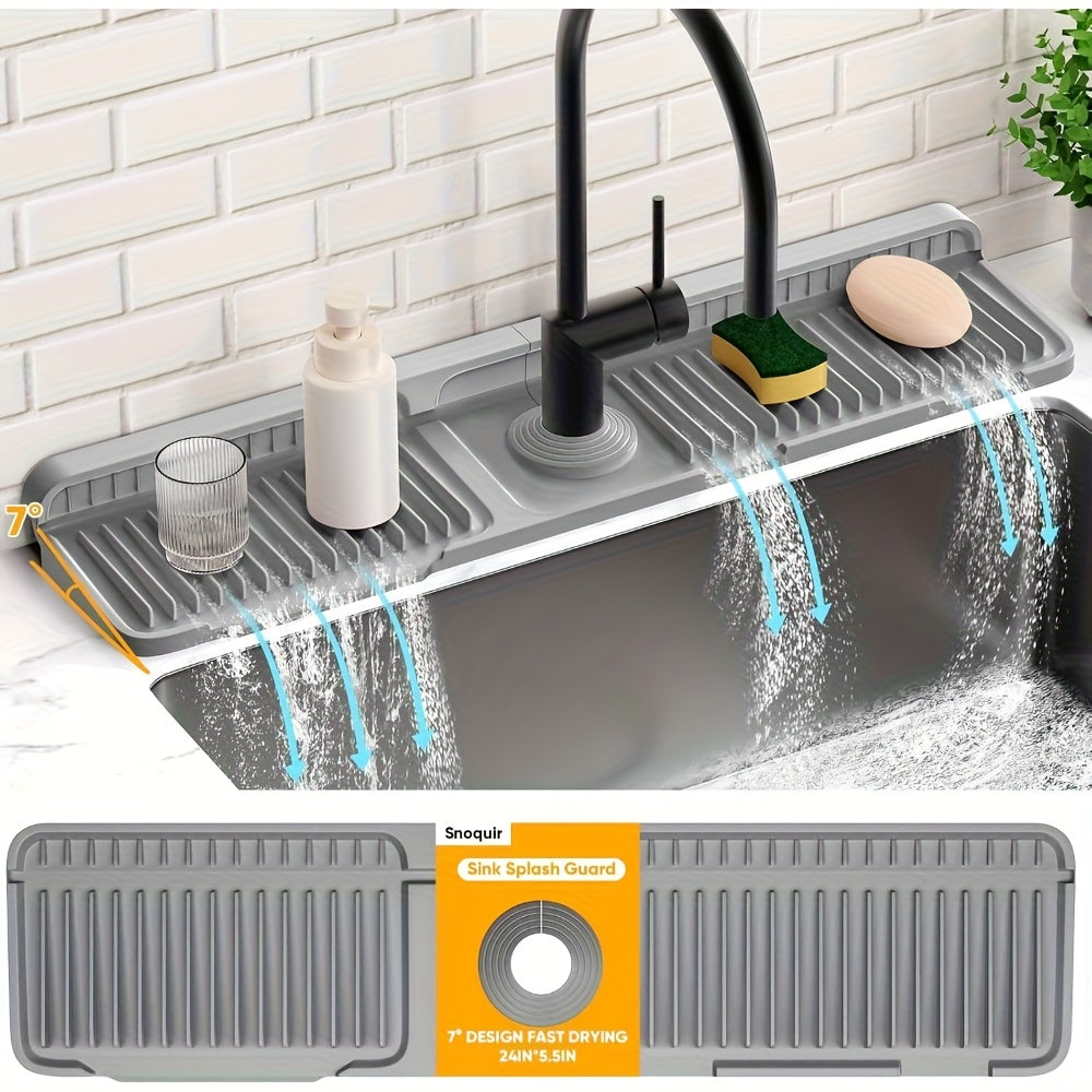 DRAINSAFE - Tapis de Lavabo en Silicone Flexible Découpable avec Système de Drainage Rapide