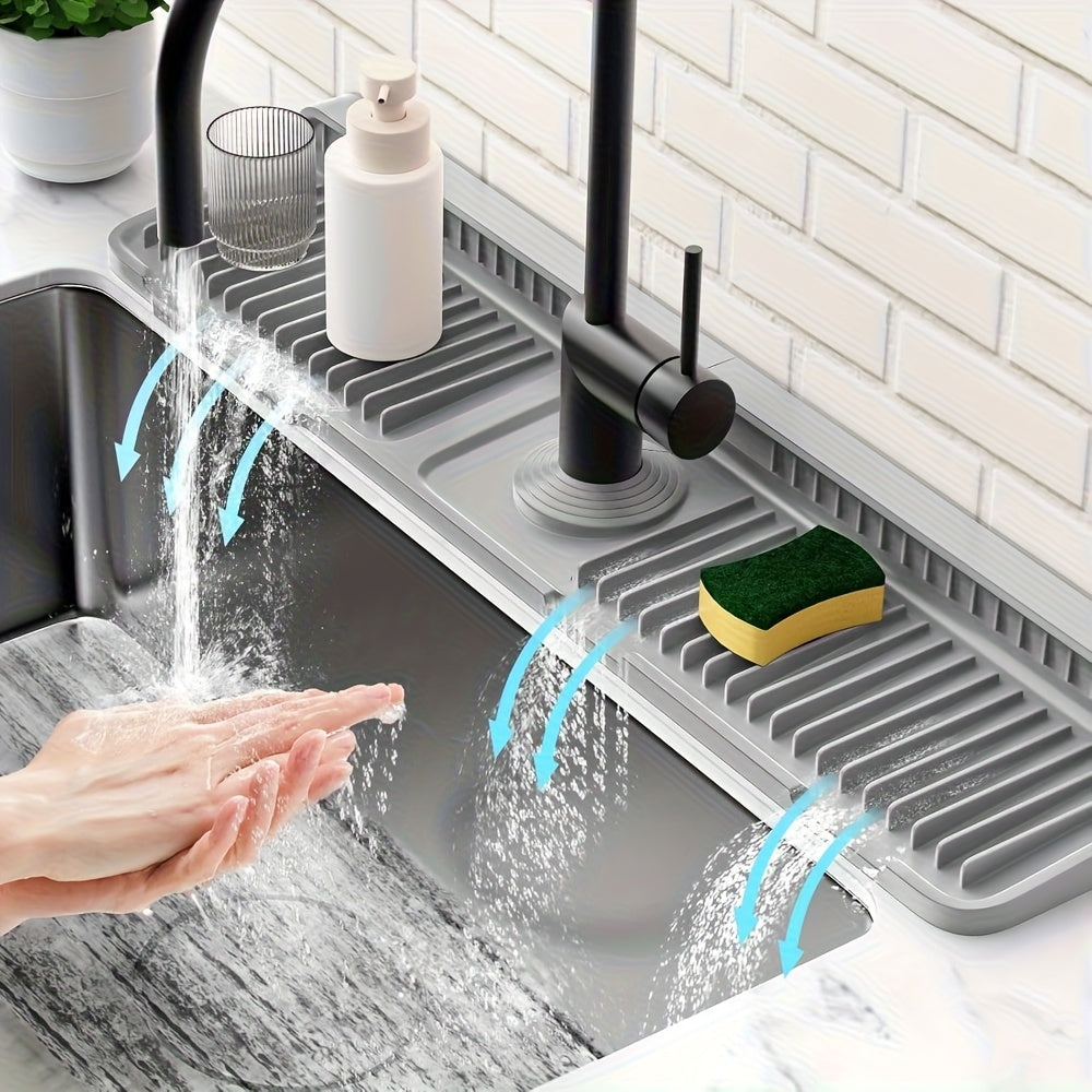 DRAINSAFE - Tapis de Lavabo en Silicone Flexible Découpable avec Système de Drainage Rapide