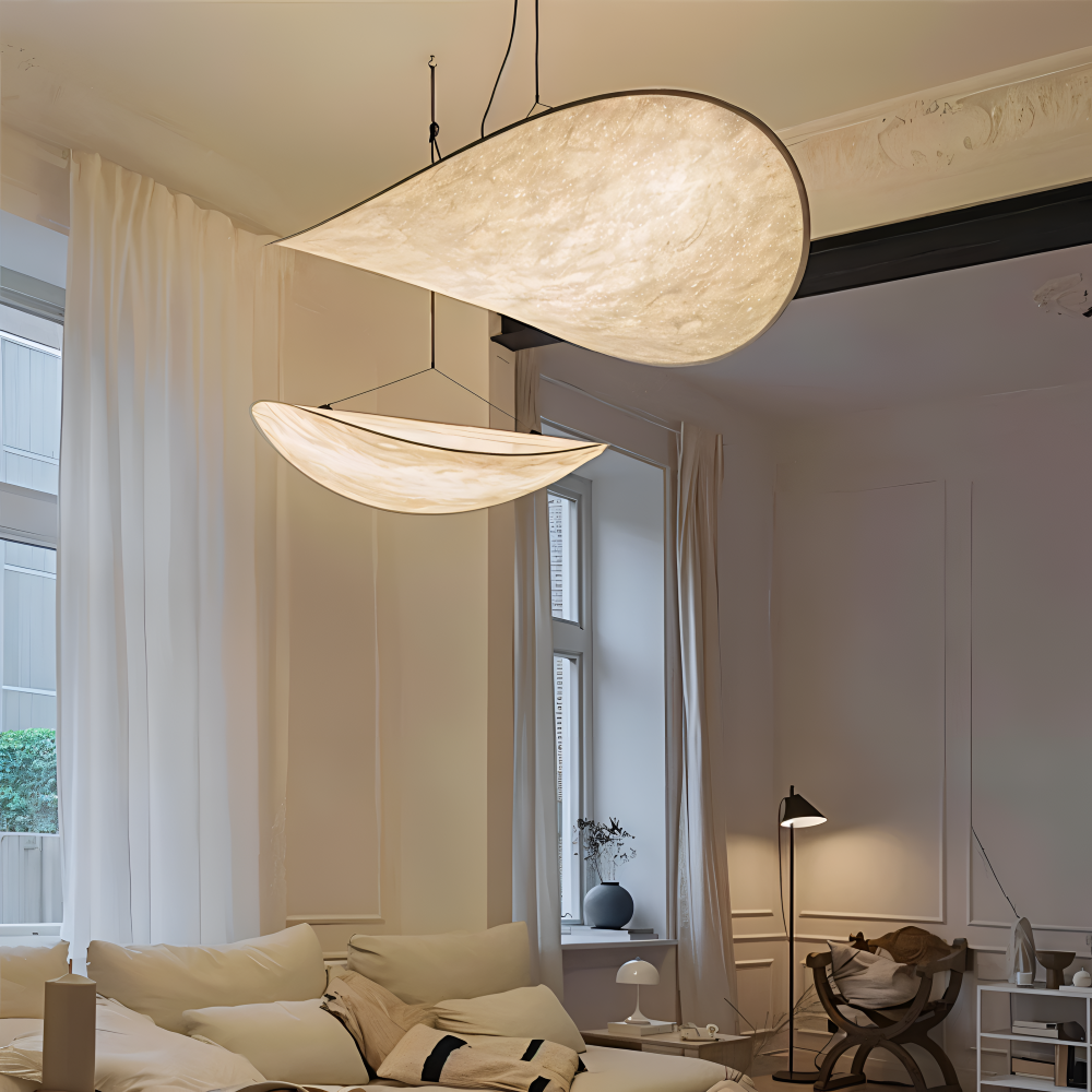 Silvara Suspension – Suspension en Tissu et Métal avec LED Fait Main