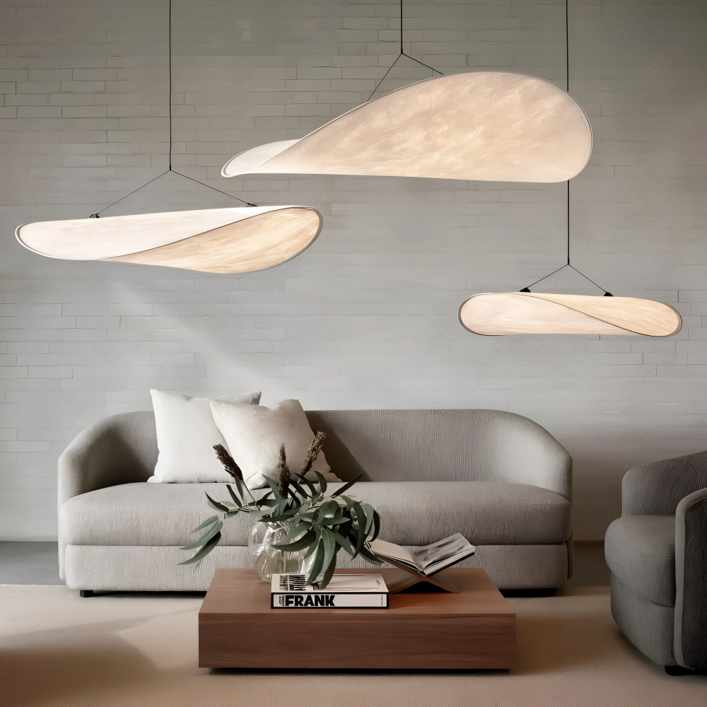 Silvara Suspension – Suspension en Tissu et Métal avec LED Fait Main