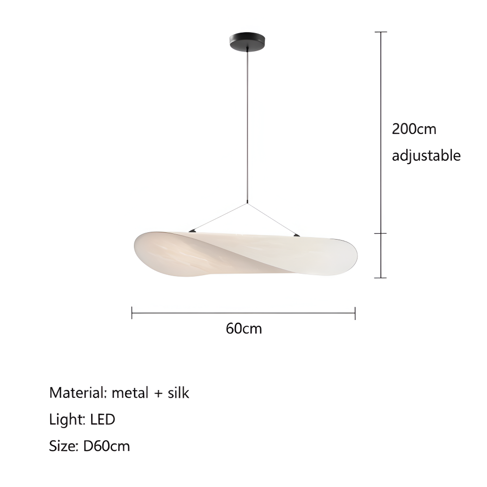 Silvara Suspension – Suspension en Tissu et Métal avec LED Fait Main