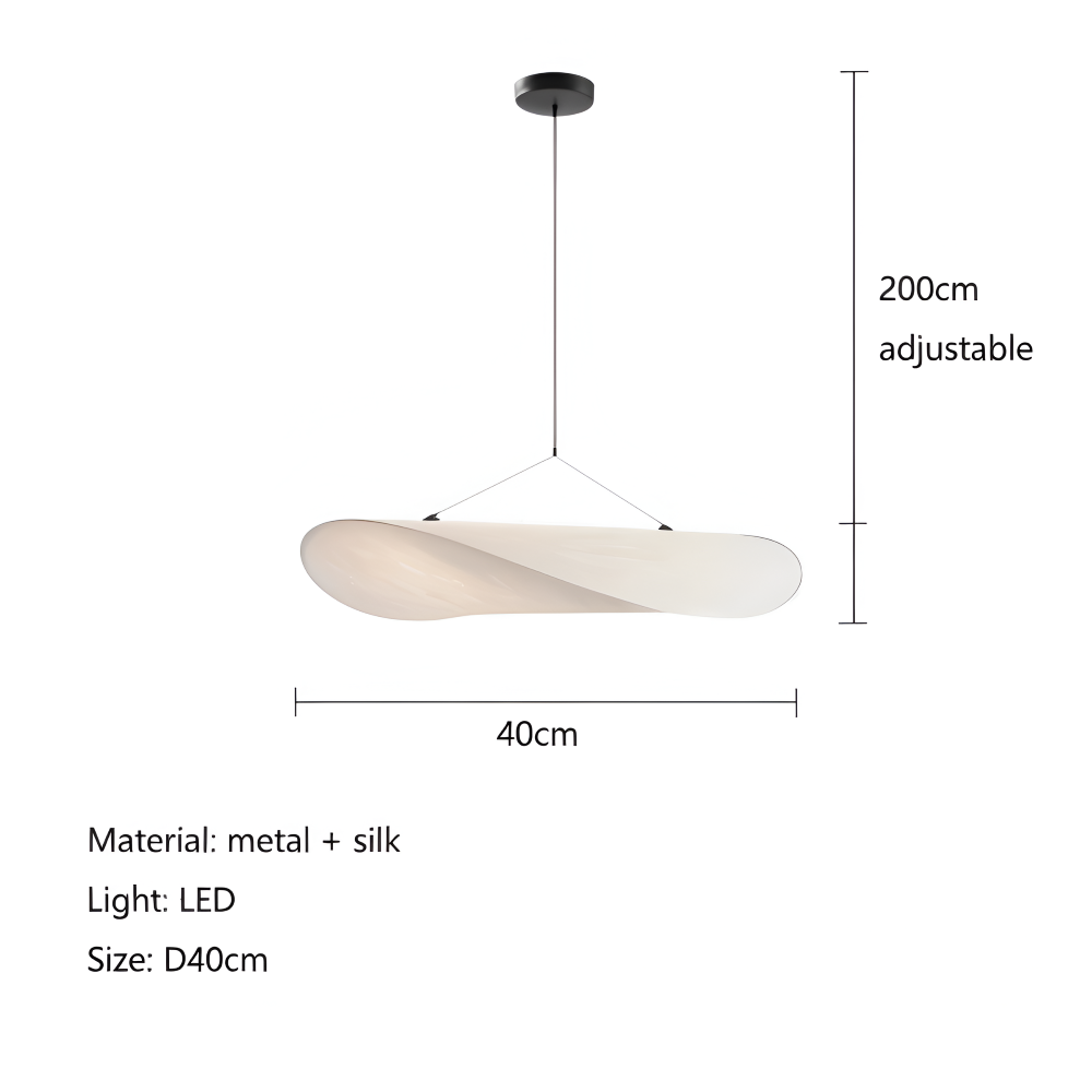 Silvara Suspension – Suspension en Tissu et Métal avec LED Fait Main
