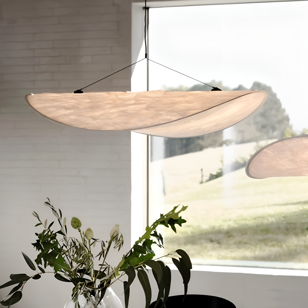 Silvara Suspension – Suspension en Tissu et Métal avec LED Fait Main