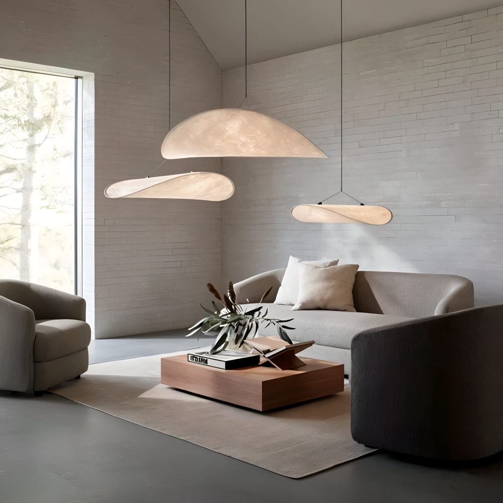 Silvara Suspension – Suspension en Tissu et Métal avec LED Fait Main