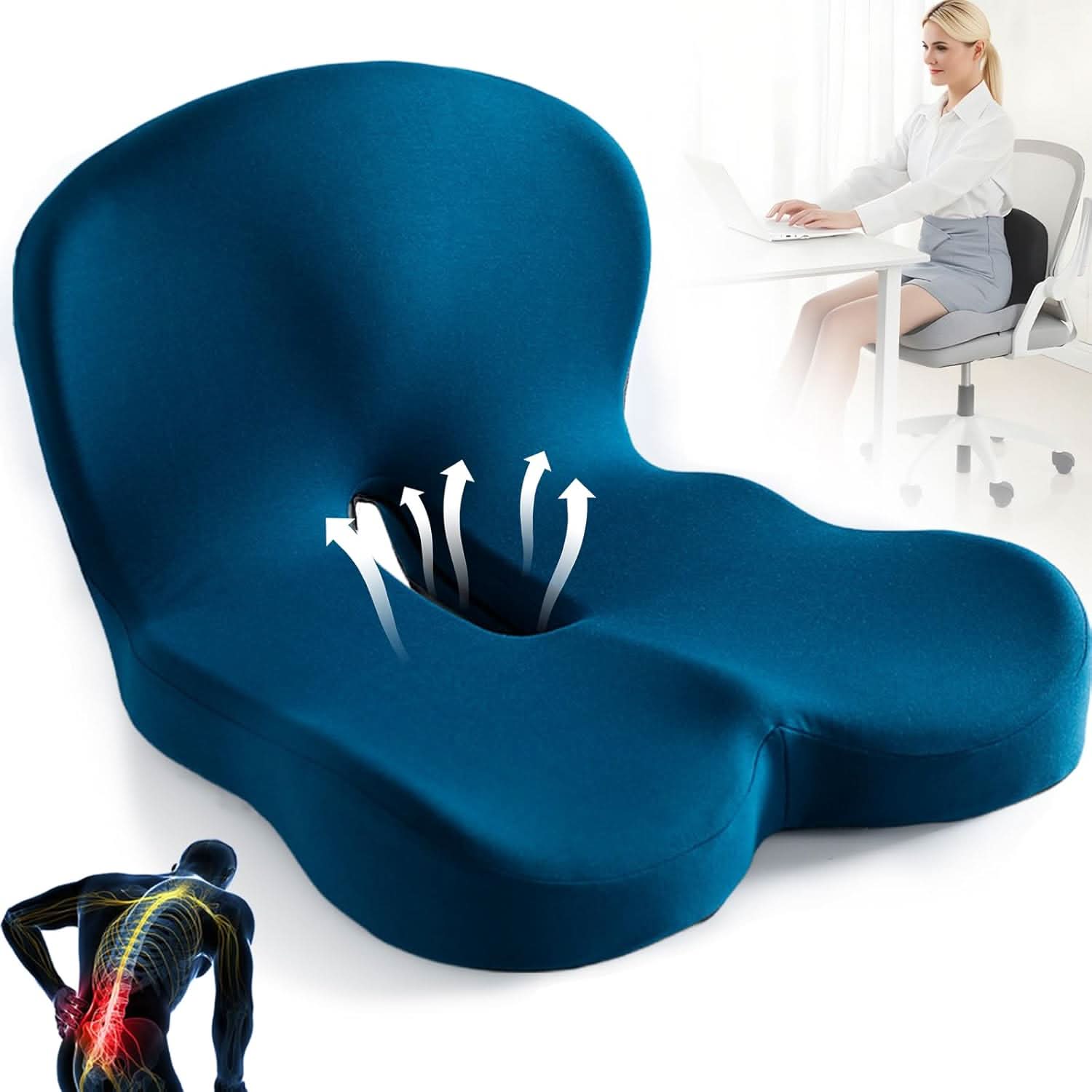 Coussin de siège | Coussin de siège ergonomique en mousse à mémoire | Soulagement de la pression & Antidérapant | ErgoComfort