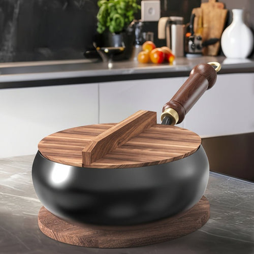 CASTFORGE - Poêle en fonte robuste avec couvercle conçue pour une excellente rétention de chaleur et des performances de cuisson polyvalentes