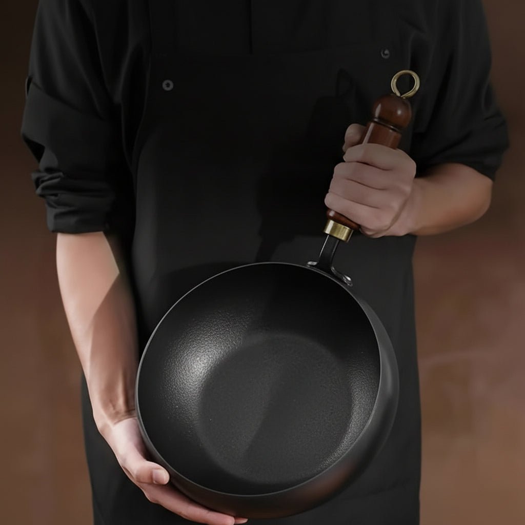 CASTFORGE - Poêle en fonte robuste avec couvercle conçue pour une excellente rétention de chaleur et des performances de cuisson polyvalentes