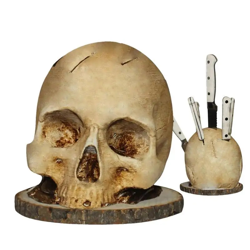 Porte-couteaux tête de mort gothique
