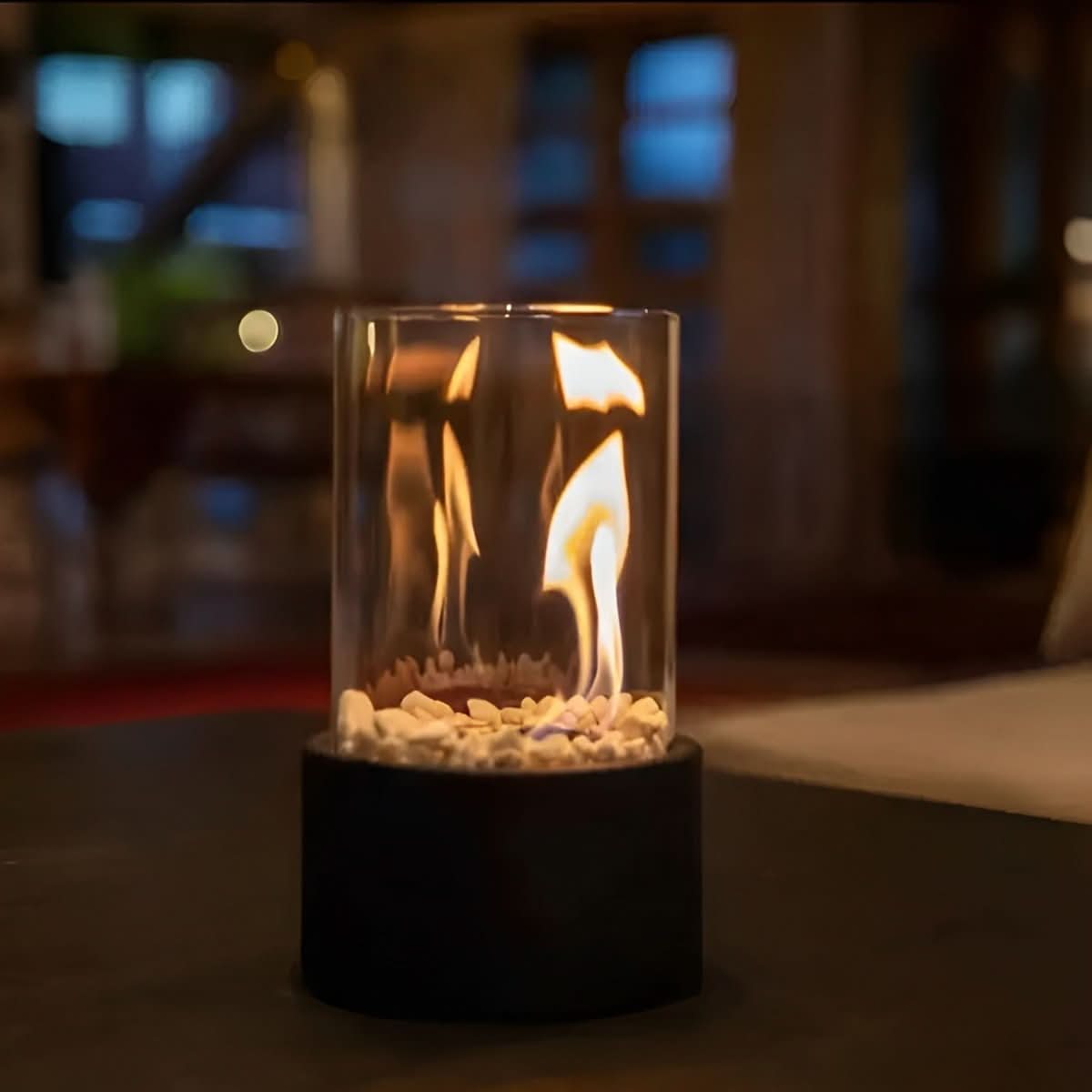 FLAMECORE - Cheminée de table portable conçue pour un éclairage d'ambiance propre, sans fumée, pour une utilisation intérieure et extérieure