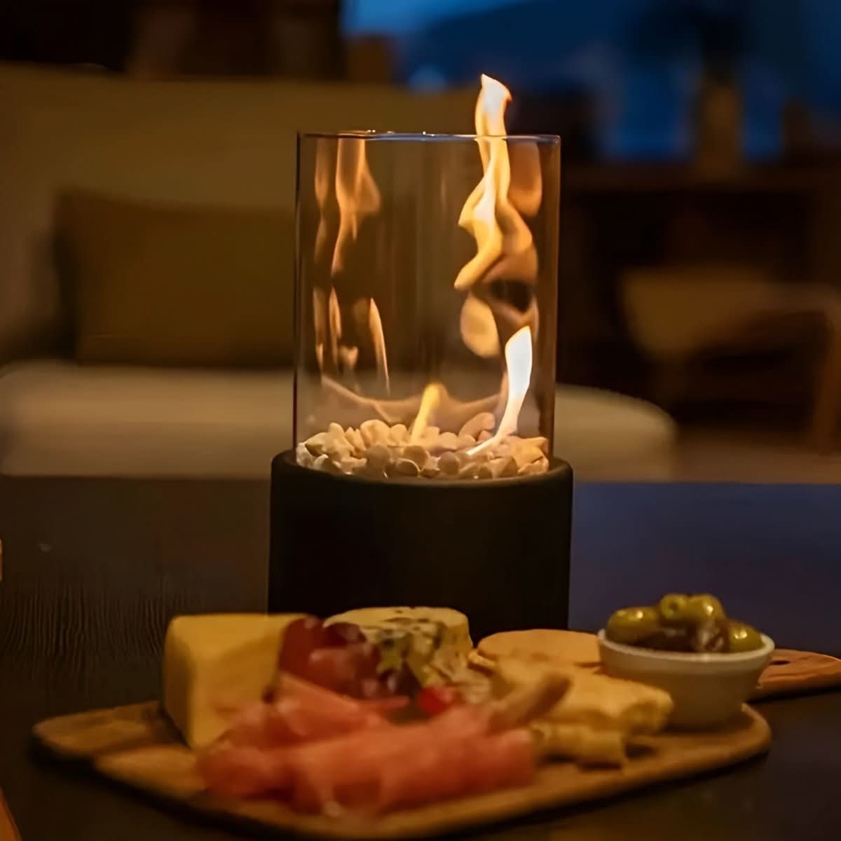 FLAMECORE - Cheminée de table portable conçue pour un éclairage d'ambiance propre, sans fumée, pour une utilisation intérieure et extérieure