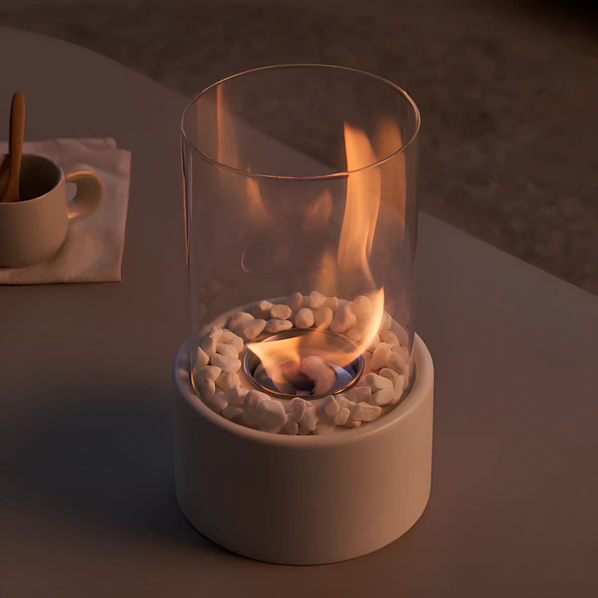 FLAMECORE - Cheminée de table portable conçue pour un éclairage d'ambiance propre, sans fumée, pour une utilisation intérieure et extérieure