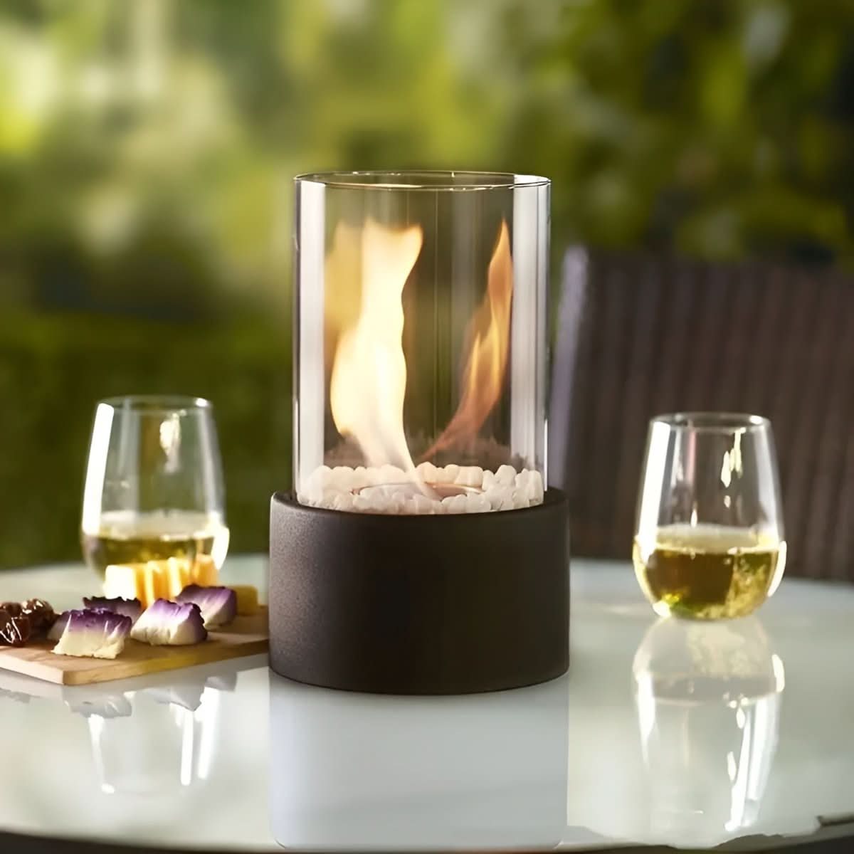 FLAMECORE - Cheminée de table portable conçue pour un éclairage d'ambiance propre, sans fumée, pour une utilisation intérieure et extérieure