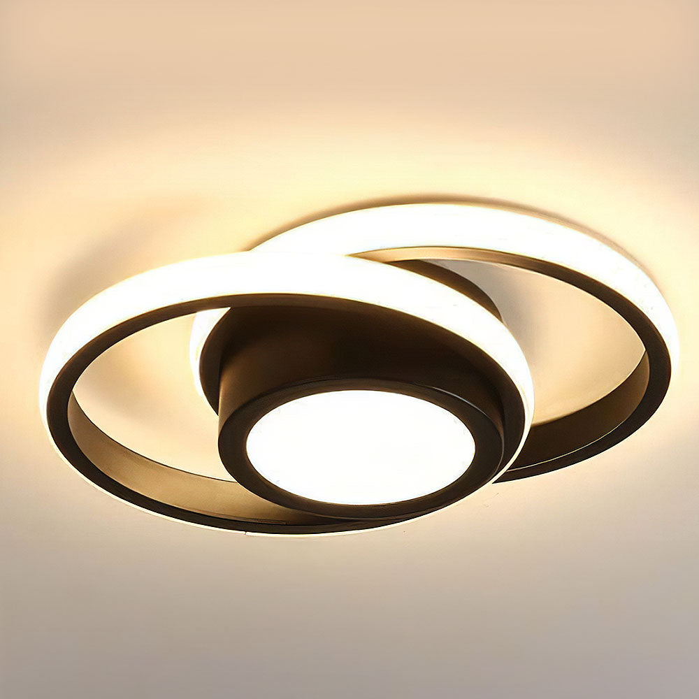 Lustre de plafond à double anneau élégant - Luminaire LED moderne