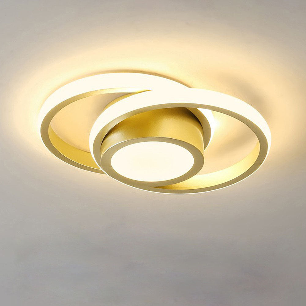 Lustre de plafond à double anneau élégant - Luminaire LED moderne