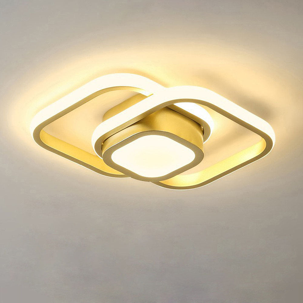 Lustre de plafond à double anneau élégant - Luminaire LED moderne