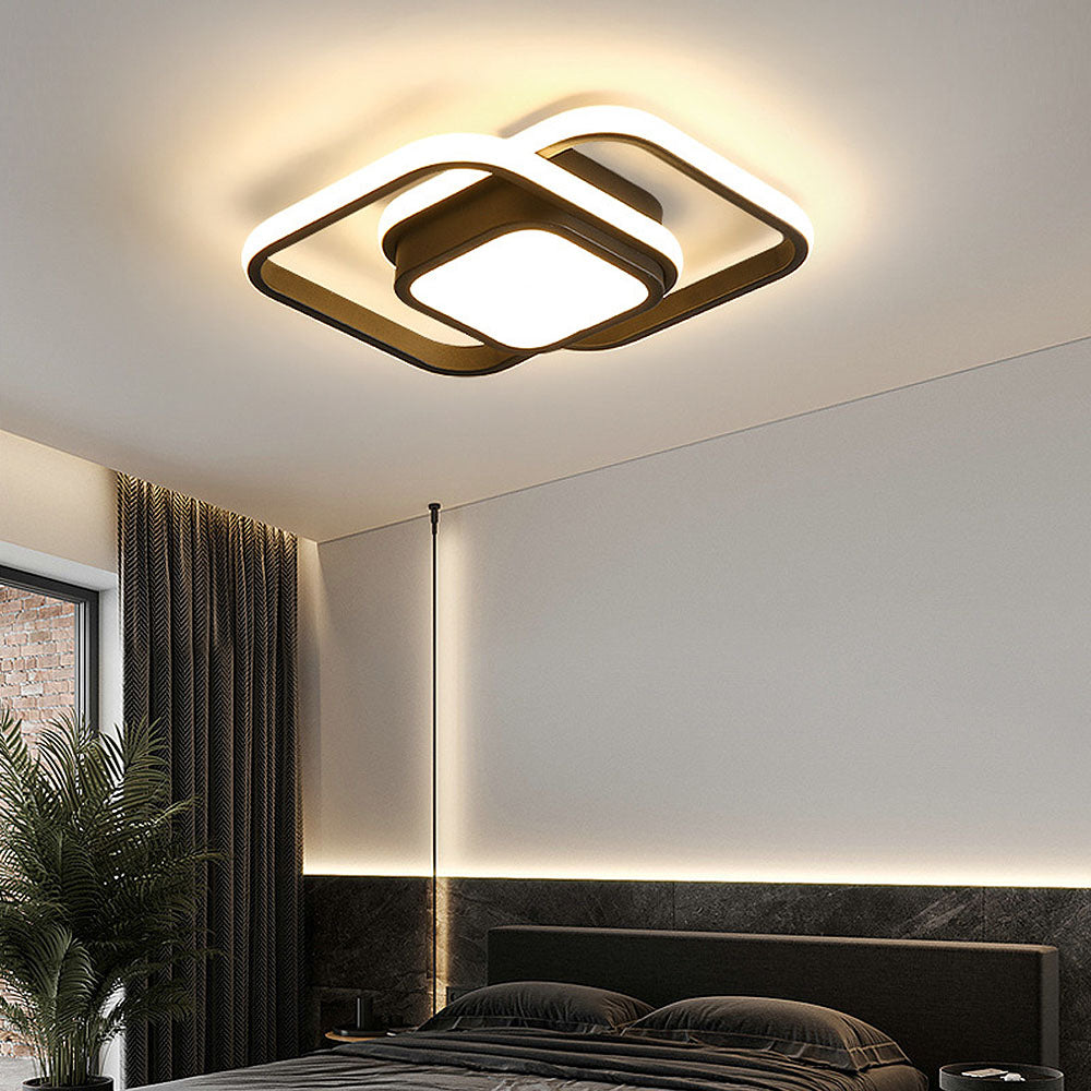 Lustre de plafond à double anneau élégant - Luminaire LED moderne