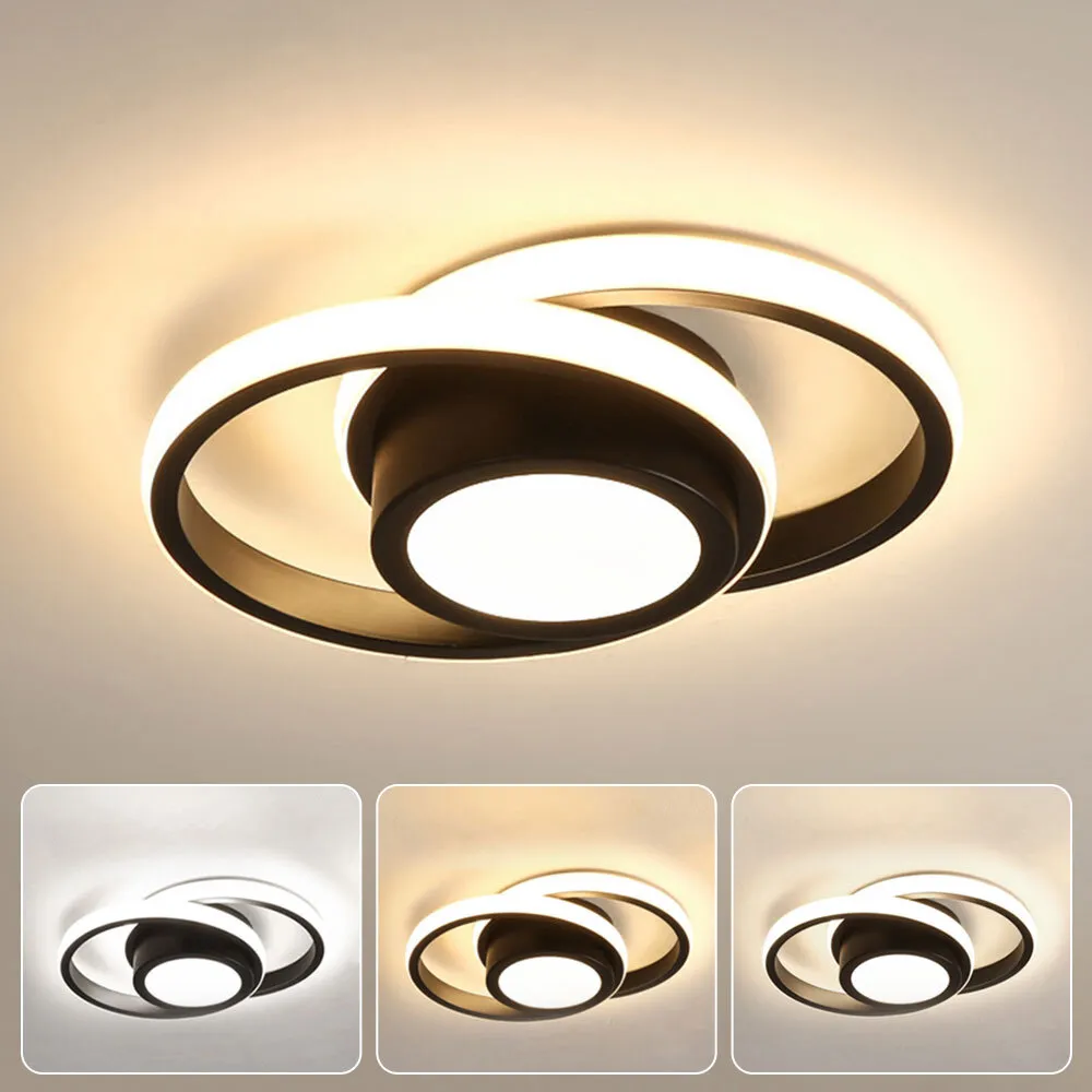 Lustre de plafond à double anneau élégant - Luminaire LED moderne