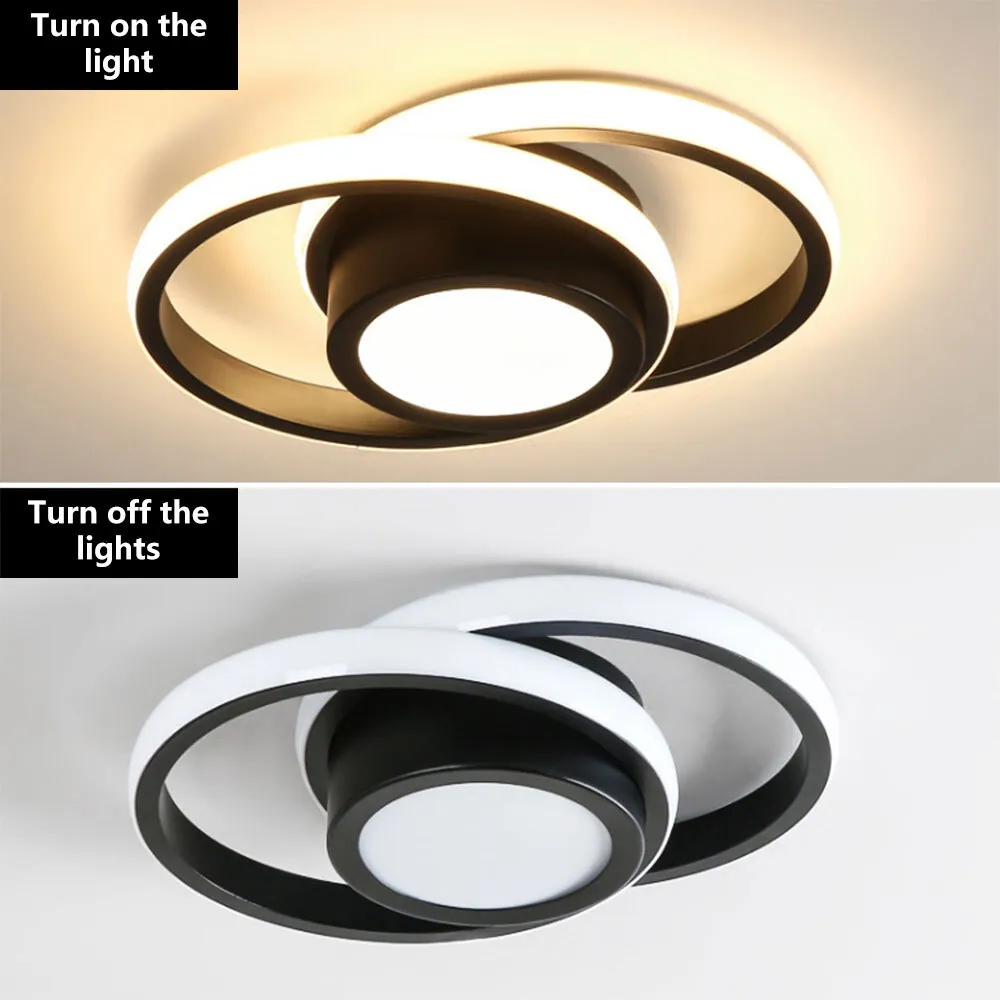 Lustre de plafond à double anneau élégant - Luminaire LED moderne