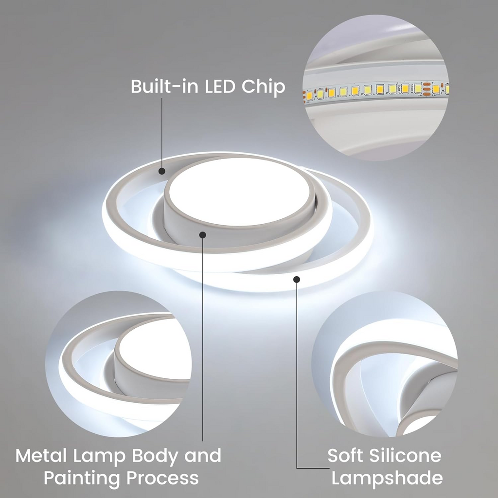 Lustre de plafond à double anneau élégant - Luminaire LED moderne