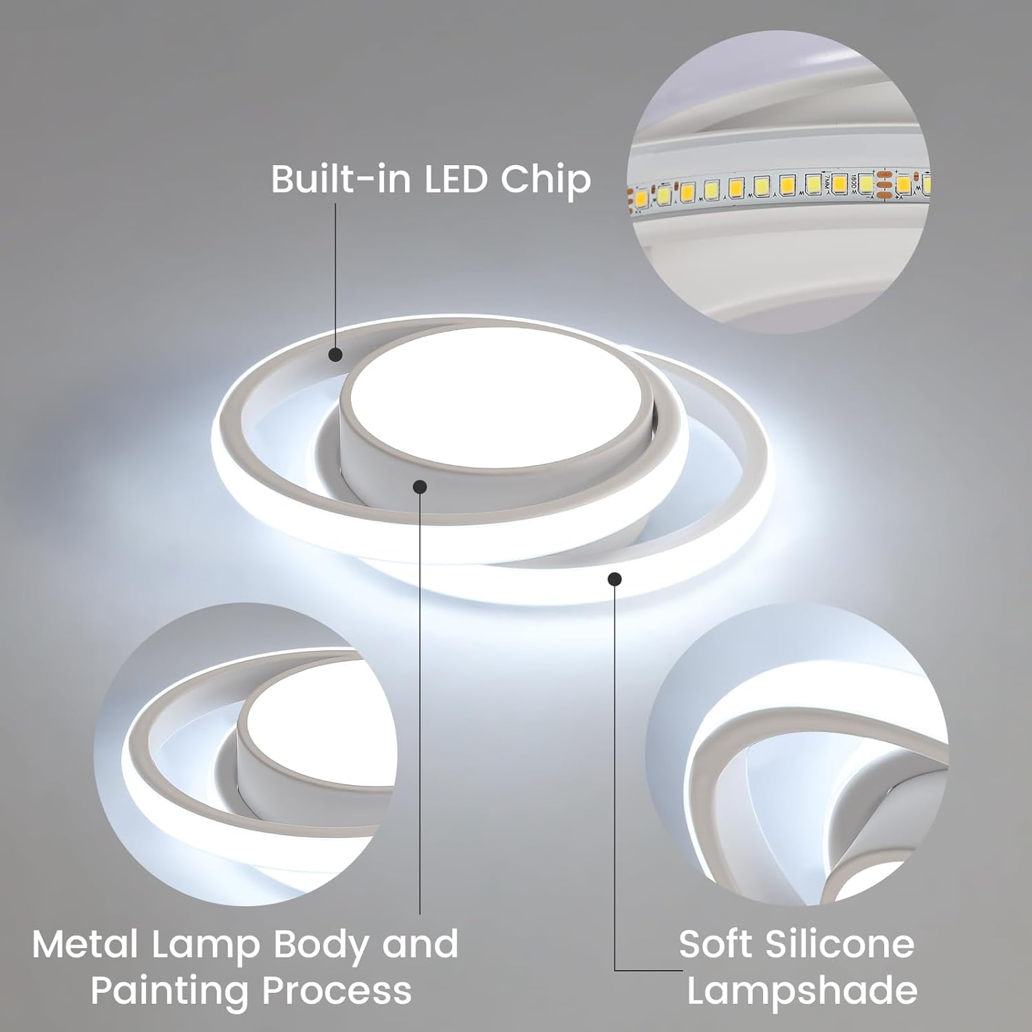 Lustre de plafond à double anneau élégant - Luminaire LED moderne