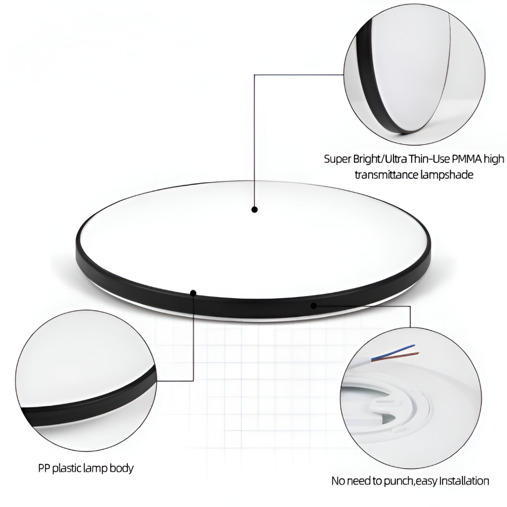 SlimAura Plafonnier – Plafonnier LED Ultra Fin Rond au Design Moderne