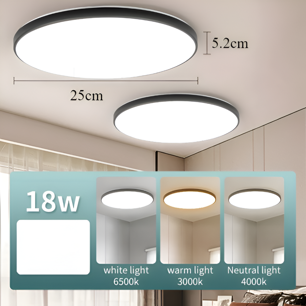 SlimAura Plafonnier – Plafonnier LED Ultra Fin Rond au Design Moderne