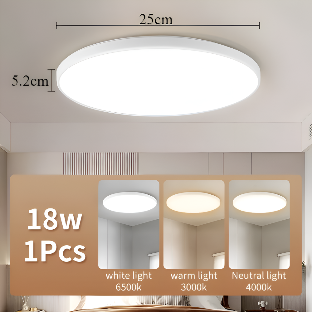 SlimAura Plafonnier – Plafonnier LED Ultra Fin Rond au Design Moderne