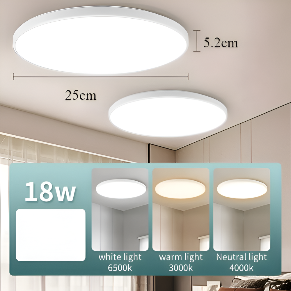 SlimAura Plafonnier – Plafonnier LED Ultra Fin Rond au Design Moderne