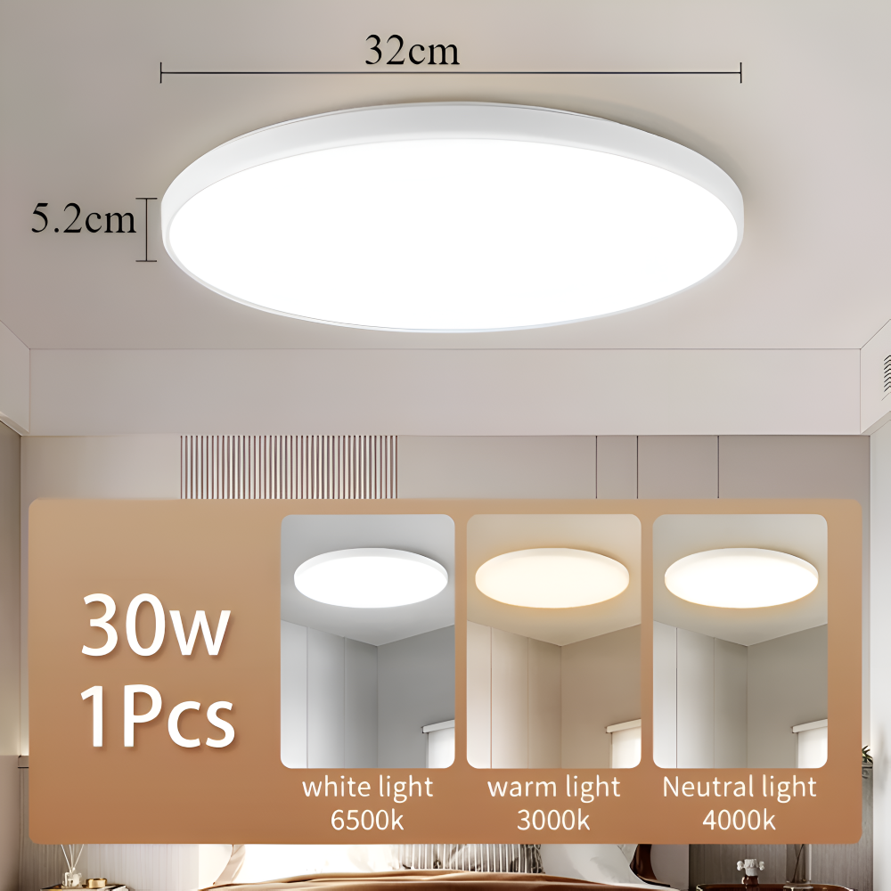 SlimAura Plafonnier – Plafonnier LED Ultra Fin Rond au Design Moderne