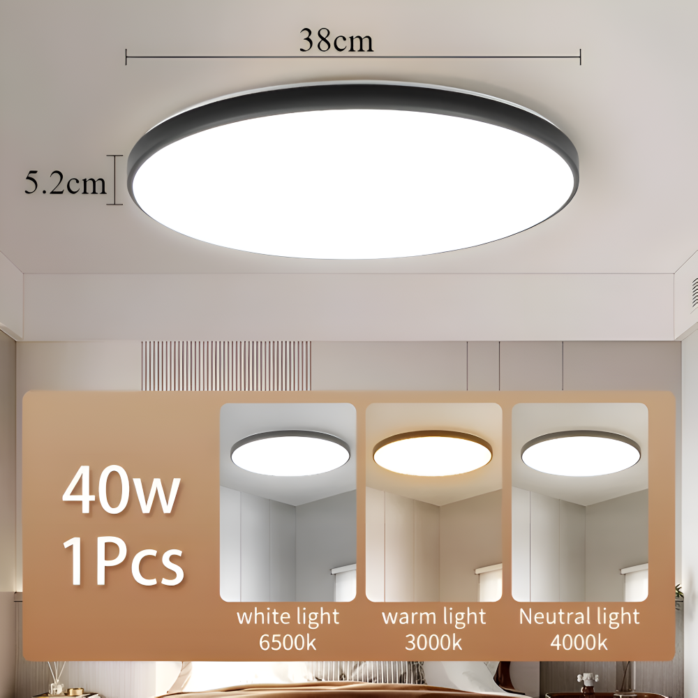 SlimAura Plafonnier – Plafonnier LED Ultra Fin Rond au Design Moderne