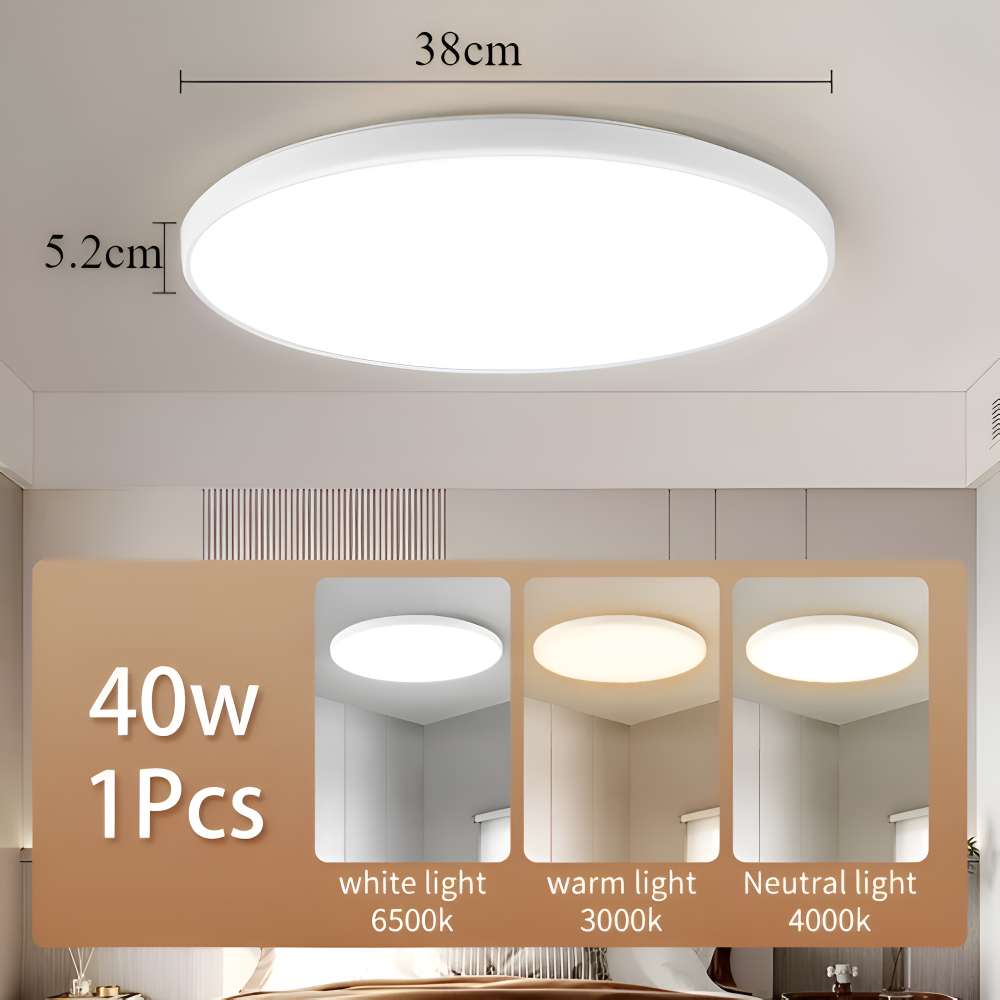 SlimAura Plafonnier – Plafonnier LED Ultra Fin Rond au Design Moderne
