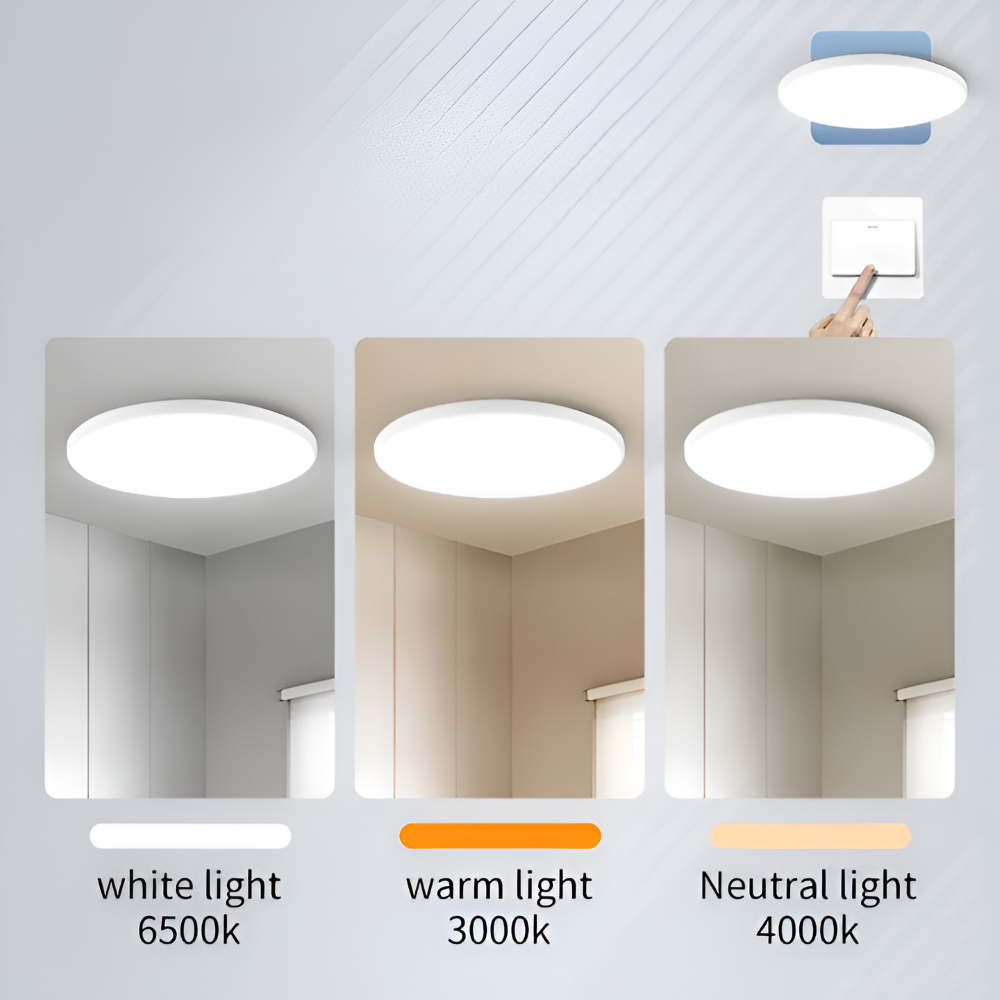 SlimAura Plafonnier – Plafonnier LED Ultra Fin Rond au Design Moderne