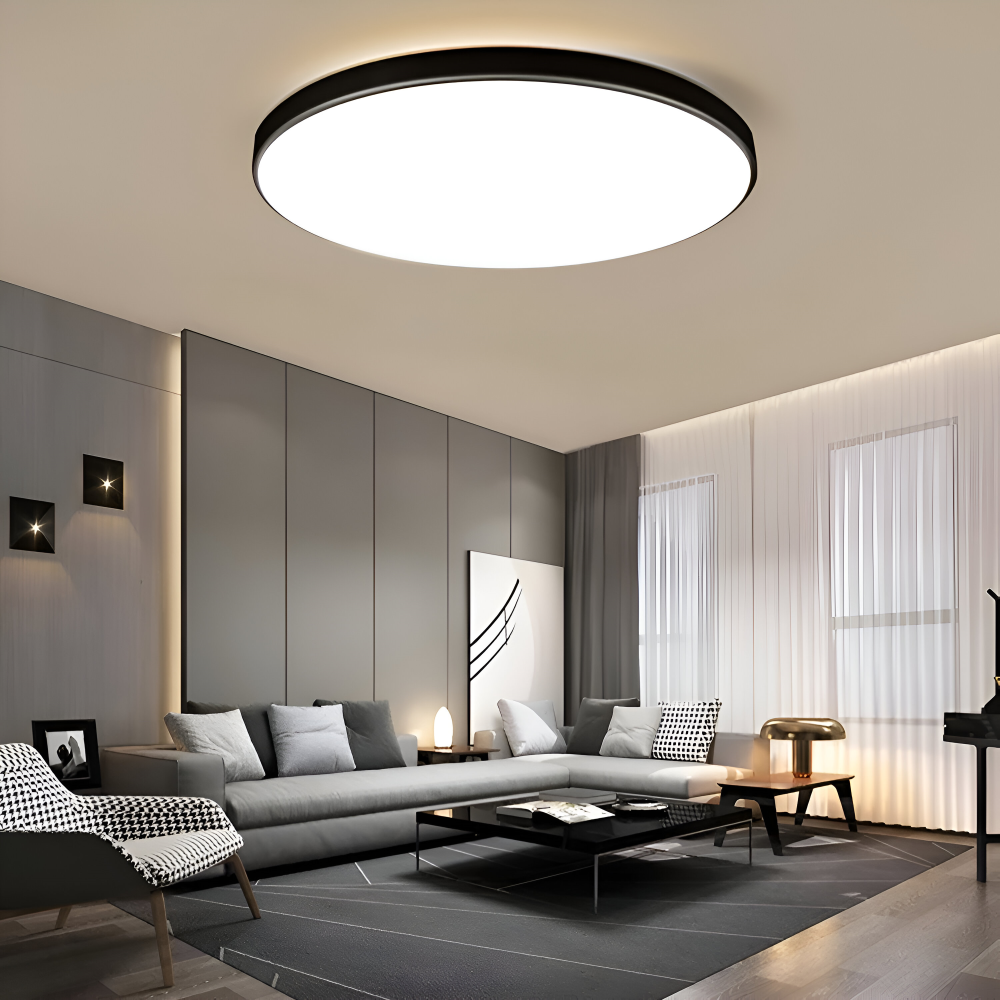 SlimAura Plafonnier – Plafonnier LED Ultra Fin Rond au Design Moderne