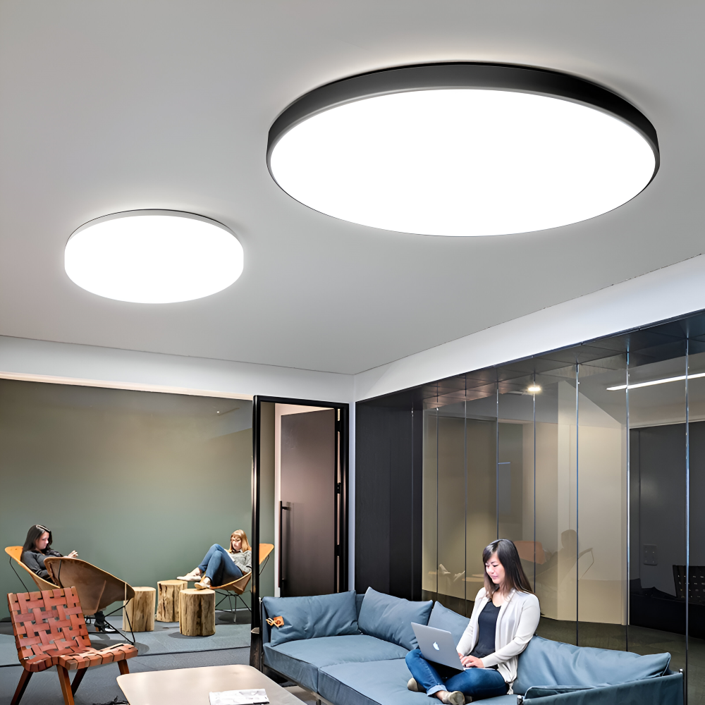 SlimAura Plafonnier – Plafonnier LED Ultra Fin Rond au Design Moderne