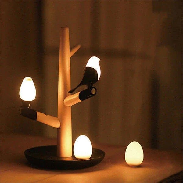 Lampe de table LED avec capteur – lampe sans fil avec capteur de mouvement et aspect bois