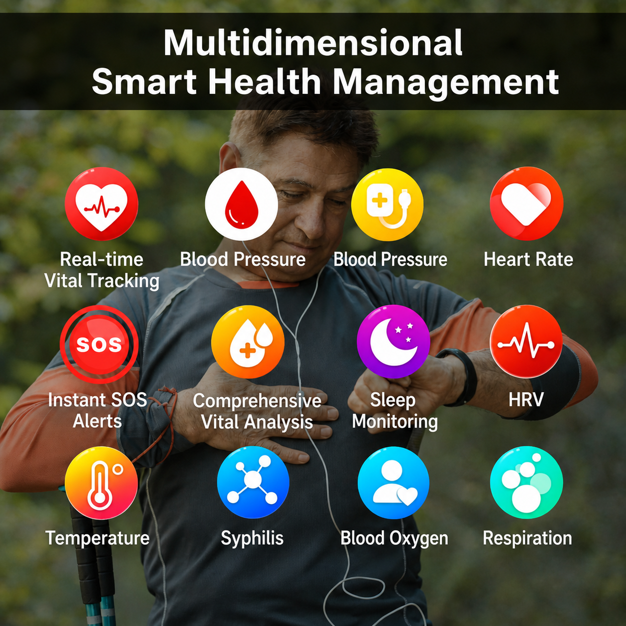 LIFELINK – Montre de Fitness Intelligente avec Surveillance de l'Oxygène et Connectivité Bluetooth