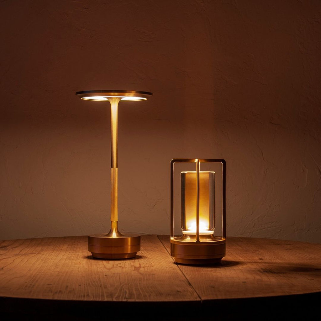 Lampe cylindrique en métal sans fil avec cristal