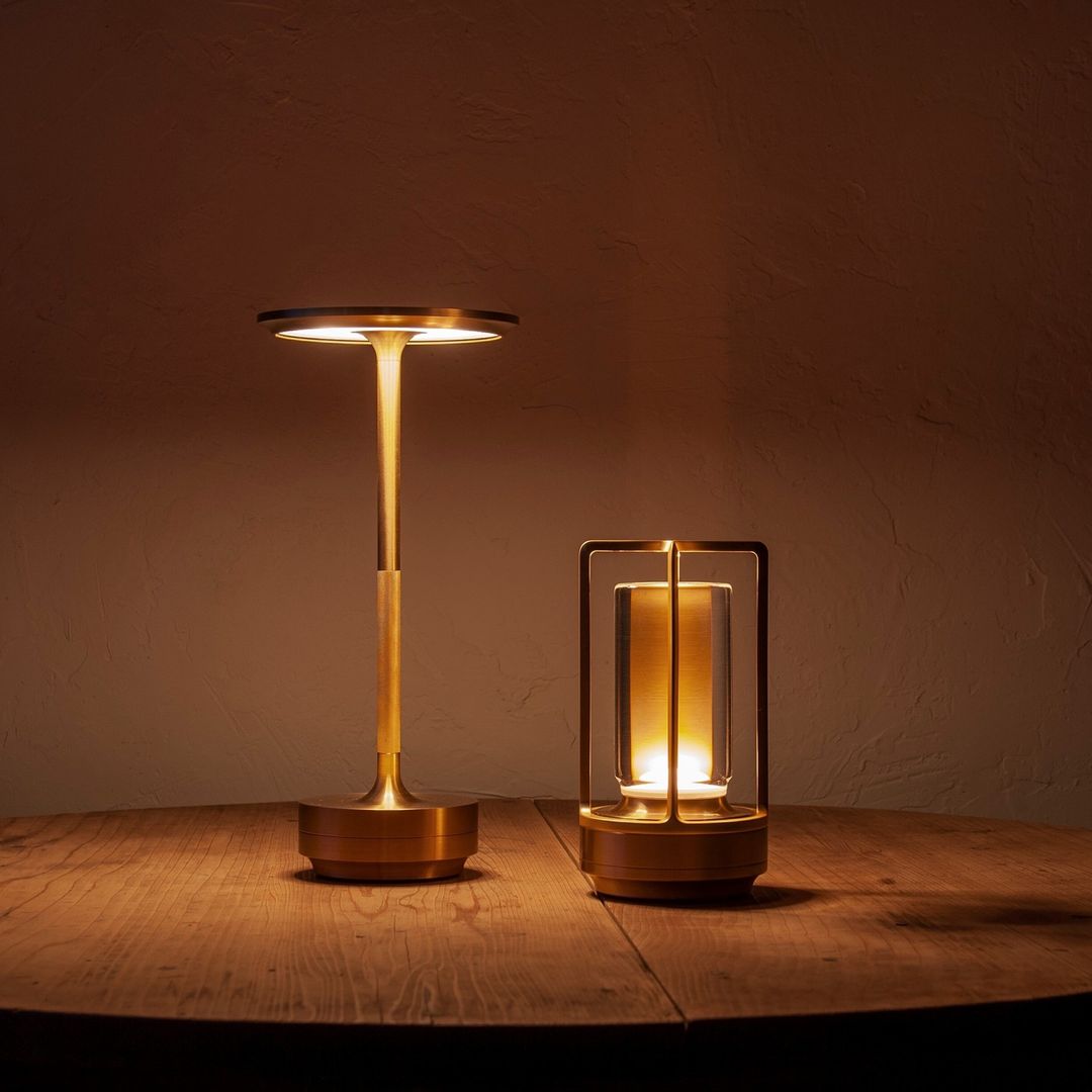 Lampe cylindrique en métal sans fil avec cristal